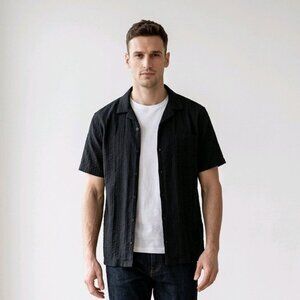 Cactus Man Men's Medium Black Short Sleeve Button-down Shirt